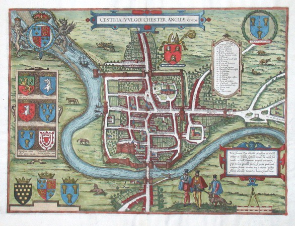 Cestria vulgo Chester, Angliae Civitas. - Antique map