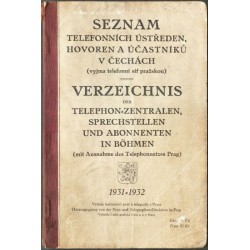 Seznam telefonních ústředen, hovoren a účastníků  v Čechách 1931-1932