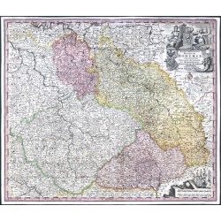 Mappa Geographica Regnum Bohemiae cum Adiuntis Ducatu Silesiae, et Marchionatib. Moraviae et Lusatiae repraesentans