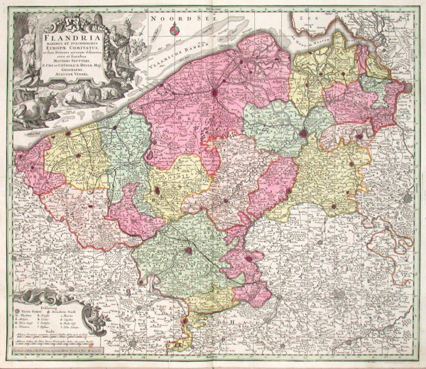 Flandria maximus et pulcherrimus Europae Comitatus - Antique map