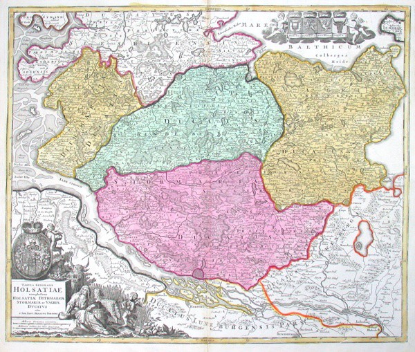Tabula Generalis Holsatiae complectens Holsatiae Dithmarsiae Stormariae et Vagriae Ducatus - Alte Landkarte