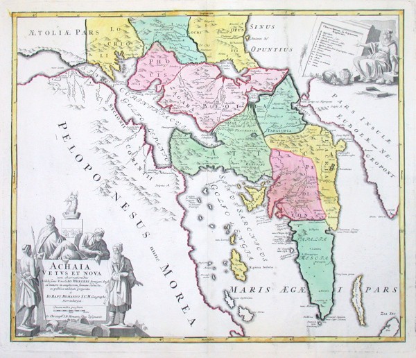 Achaia Vetus et Nova - Antique map