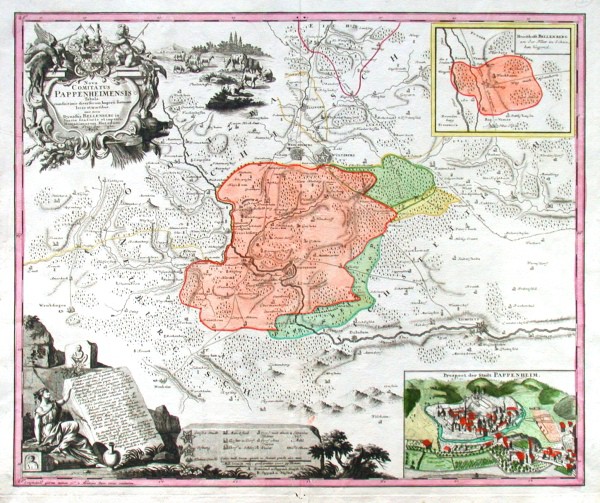 Nova Comitatus Pappenheimensis tabula - Alte Landkarte