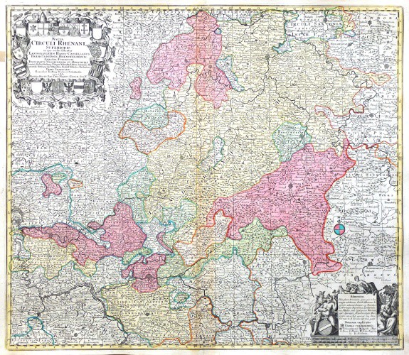 Mappa Circuli Rhenani Superioris - Alte Landkarte