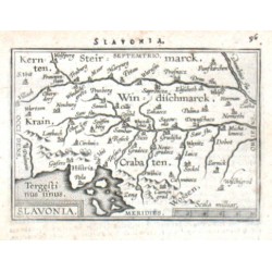 Slovinsko - Slavonia, mědirytina, mapa, Ortelius, 1598