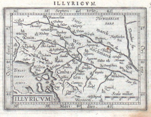 Slovinsko, Chorvatsko - Illyricum, mědirytina, mapa,Ortelius, 1609 - Staré mapy na prodej