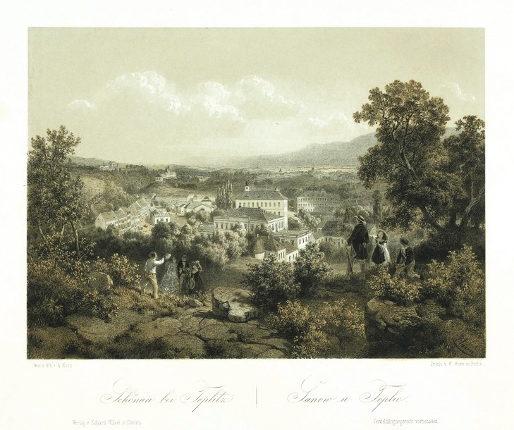 Šanov u Teplic, litografie, Haun, 1864 - Staré mapy na prodej