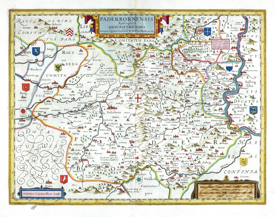 Paderbornensis Episcopatus Descriptio Nova - Stará mapa