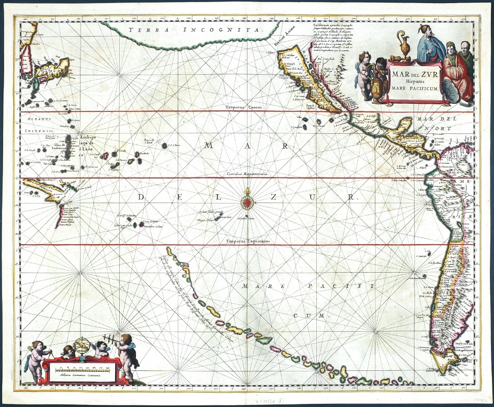Mar del Zur Hispanis Mare Pacificum - Antique map