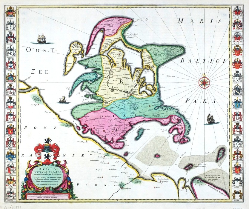 Rugia Insula ac Ducatus accuratissime descripta - Stará mapa