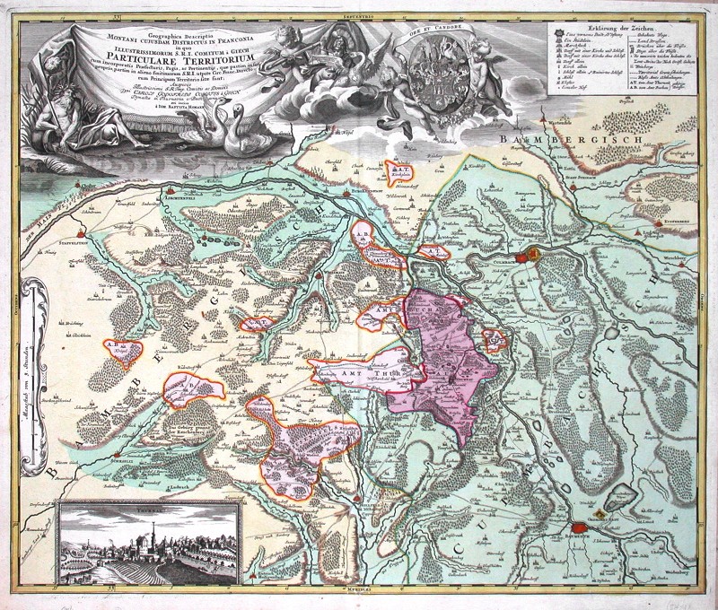 Geographica Descriptio Montani cuiusdam Districtus in Franconia in quo Illustrissimorum S. R. I. Comitum a Giech Particulare - Alte Landkarte