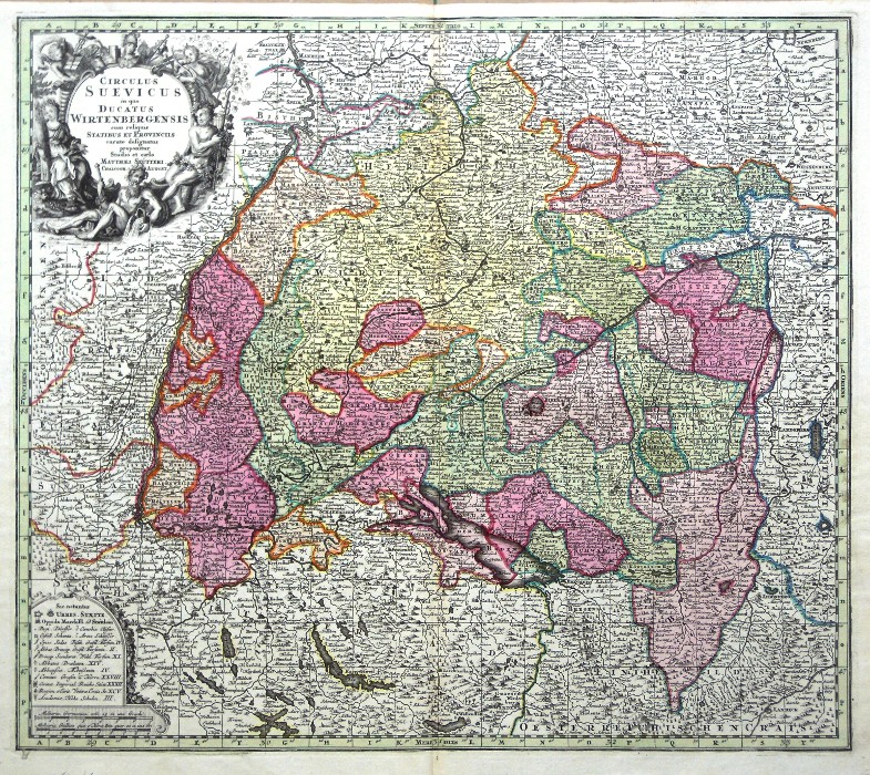 Circulus Suevicus in quo Ducatus Wirtenbergensis cum reliquis Statibus et Provinciis curate designatus proponitur - Alte Landkarte