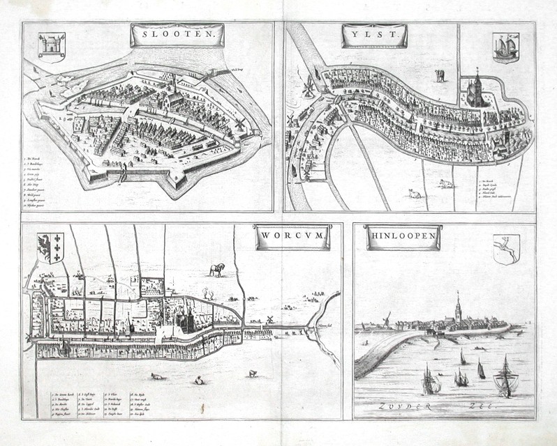 Slooten - Ylst - Worcum - Hinloopen - Antique map