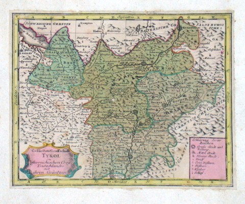 Gefürstete Grafschaft Tyrol im Oesterreichischen Creise Teutschlandes mit ihren Gräntzen - Verkauf alter Karten