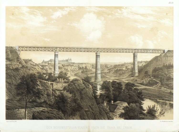 Der Nordwestbahn-Viadukt über die Thaya bei Znaim