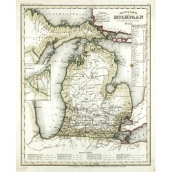 USA. Michigan - Neueste Karte von Michigan, steel engraving map, Joseph Meyer, 1853