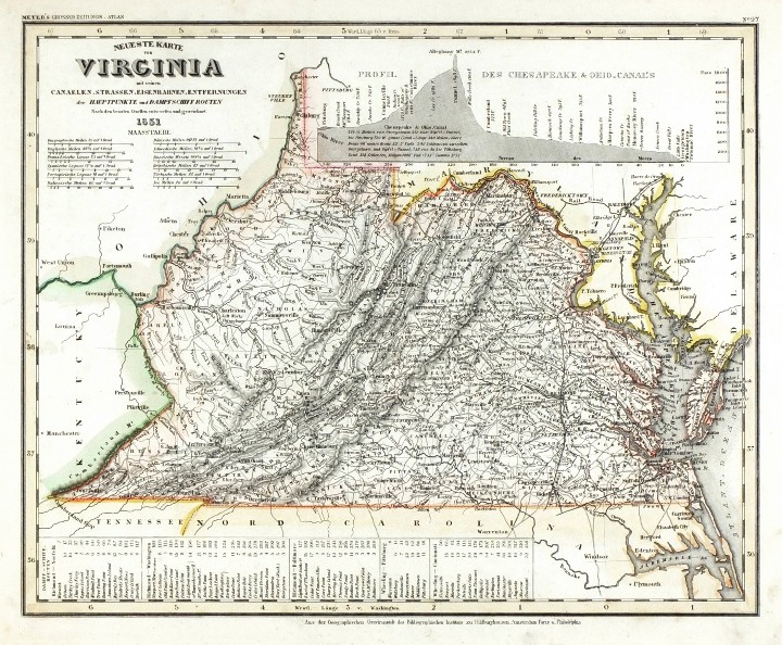 Neueste Karte von Virginia - Alte Landkarte