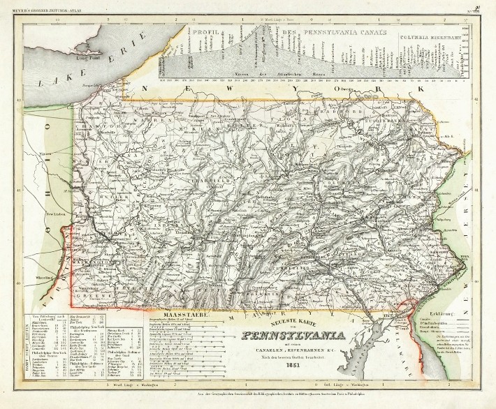 Pennsylvania - Alte Landkarte