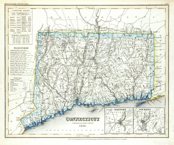 Connecticut - Stará mapa