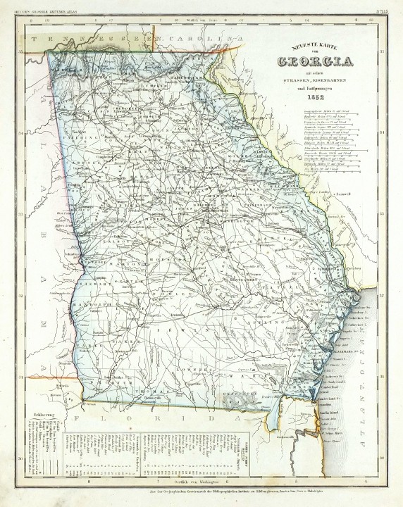 Neueste Karte von Georgia - Antique map