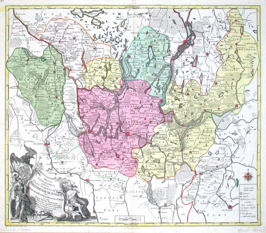 Brandenburg, Berlin - Mappa Geographica exhibens Electoratum Brandenburgensem, Kupferstich Karte, Lotter, 1758 - Verkauf alter Karten