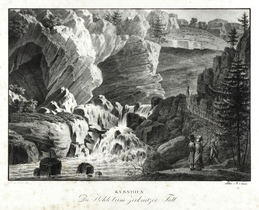 Kaernten. Die Höhle beim Zirknitze Fall