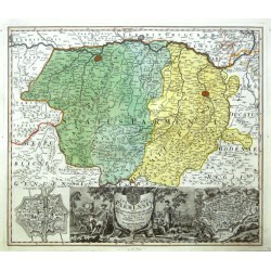 Parma and Piacenza - Status Parmensis sive Ducatus Parmensis et Placentinus, copperplate map, Homann, 1731
