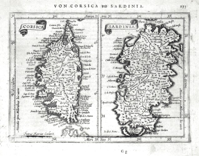 Corsica - Sardinia - Alte Landkarte