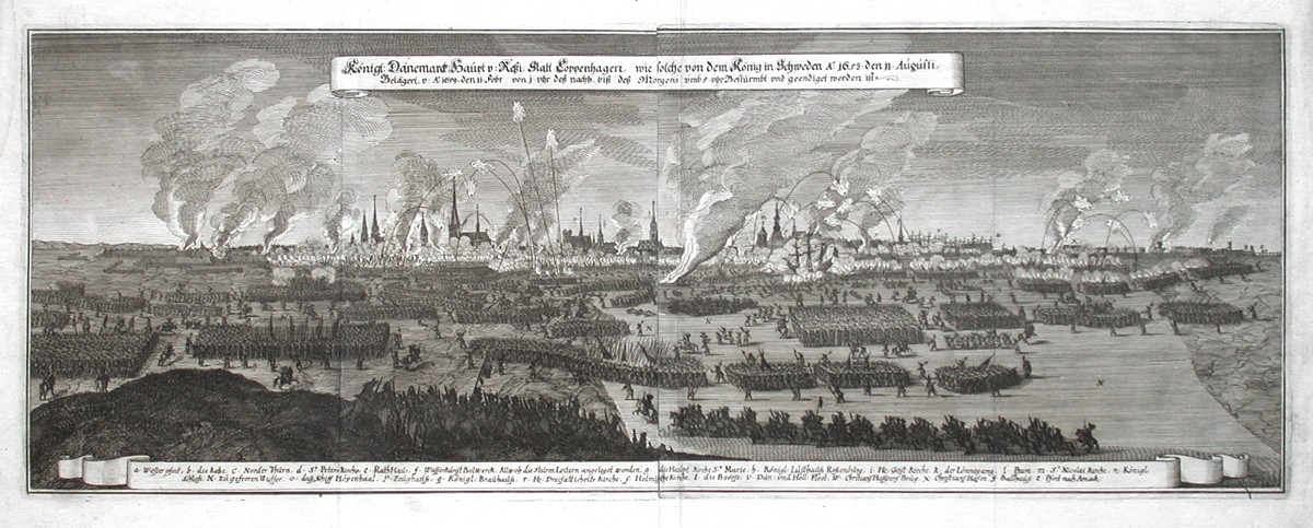 Kopenhagen - Königl. Dänemarck Haupt  Statt Coppenhagen, Kupferstich, Merian, 1667 - Verkauf alter Karten