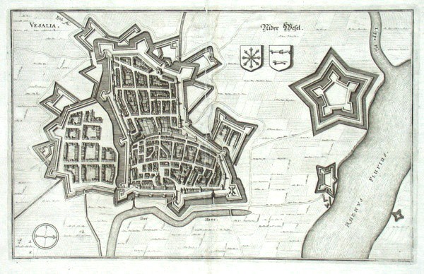 Vesalia - Nider Wesel - Alte Landkarte