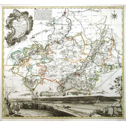 Accurate Geographische Delineation Des Stiffts Naumburg und Zeitz mit  Schul-Ambt Pforta, Pegau, Tautenburg und