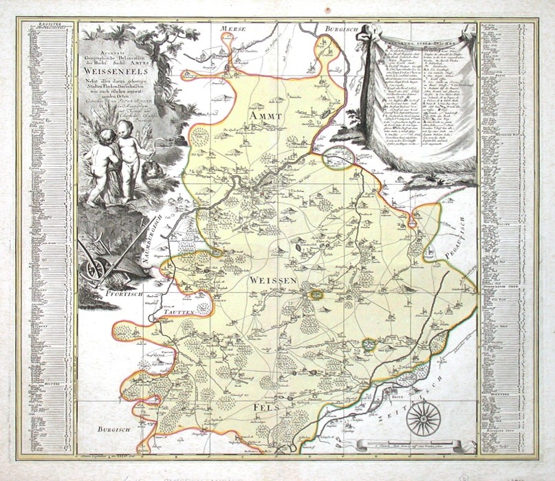 Accurate Geographische Delineation des Hochfs. Sachß. Amtes Weissenfels Nebst allen darzu gehörigen Städten Flecken - Antique map
