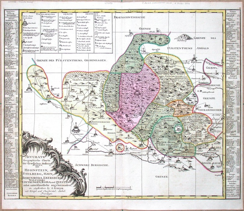 Accurate  Charte der Graeflichen Stolbergl. Aemter - Antique map