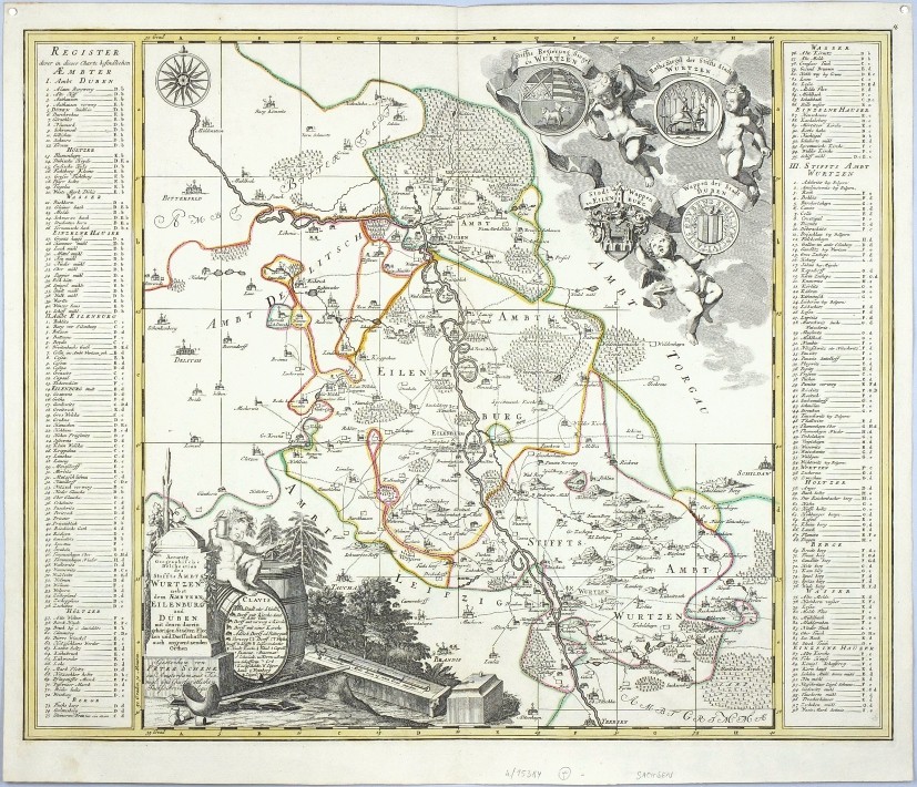 Accurate  Delineation des Stiffts Ambts Wurtzen, nebst dem Aembtern Eilenburg und Düben