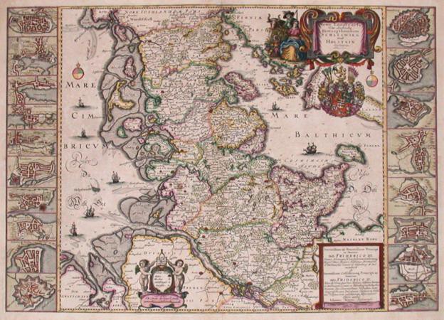 Newe Landtcarte von denbeiden Hertzogthümbern Schleswieg und Holstein zusamen - Staré mapy na prodej