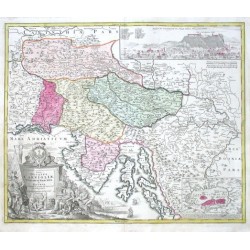 Slovinsko, Istrie, Lublaň- Tabula Ducatus Carnioliae ... et Histriae, mědirytina, mapa, Homann, 1720