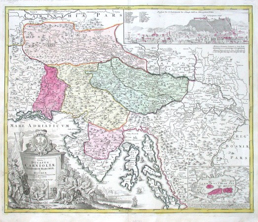 Slovenia, Istria, Lubljana - Tabula Ducatus Carnioliae ... et Histriae, copperplate map, Homann, 1720 - Old maps for sale