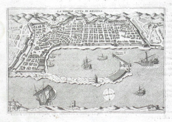 La nobile citta di Messina - Antique map