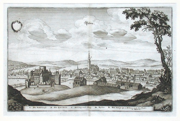 Polna - Polná, mědirytina, Merian, 1650 - Staré mapy na prodej