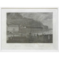 Karlovy Vary - kolonáda Nového pramane - Marienbad, ocelorytina, 1830
