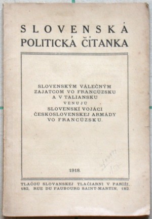 Slovenská politická čítanka - Old prints, rare books and bibliophile books for sale