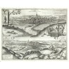 Čáslav, Chomutov - Czaslavium vulgo Czasla - Commoda vulgo Comethau, mědirytina, Braun, Hogenberg, 1618