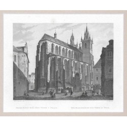 Praha, Chrám Matky Boží před Týnem, ocelorytina, Kandler, Fesca, 1865