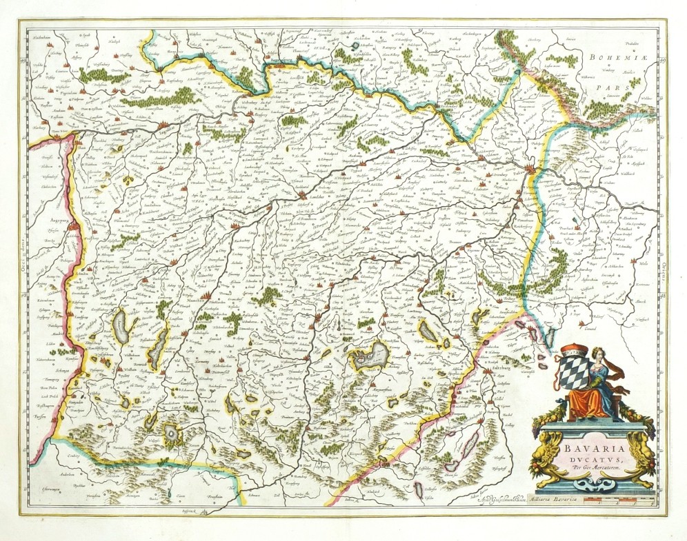 Bavaria Ducatus, Per Ger. Mercatorem - Bavorsko - mapa - Blaeu - 1634
