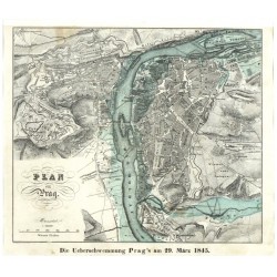 Praha - povodeň 1845 - Plan von Prag. Die Ueberschwemmung Prag's