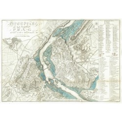 Praha - Plán Prahy - Grundriss der k. k. Hauptstadt Prag - mědirytina, 1823 - Povodeň 1893