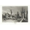 Praha, Karlův most - Prag - mědirytina, 1830