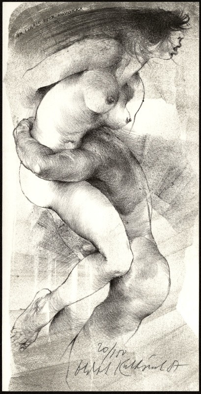 Oldřich Kulhánek - Ex libris Petr Hovorka - erotické exlibris, litografie, 1987