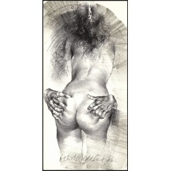 Oldřich Kulhánek - Ex libris František Pultr - erotické exlibris, litografie, 1987