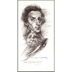 Oldřich Kulhánek - F. Chopin - Ex libris E. Gebauer - exlibris, litografie, 1985